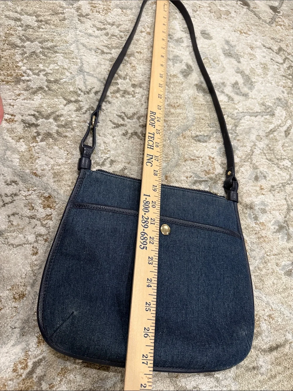 Talbots Denim Navy Crossbody Bag with Gold Snap